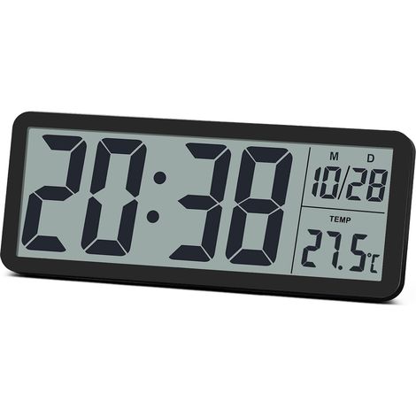 8.5" Black Rectangular LCD Digital Wall Clock Table