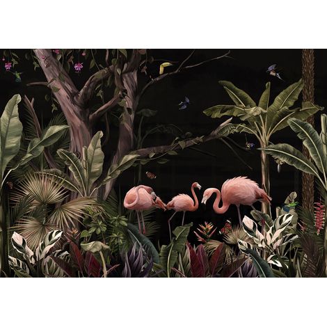 Papier peint panoramique - Forêt Tropicale Oiseaux - 130 cm x 91 cm (1/2)