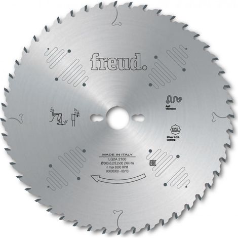 Lame de scie circulaire Ø250mm F03FS07562 – Denture alternée 15° – Pour bois massifs et panneaux agglomérés – Angle d'attaque positif – Freud