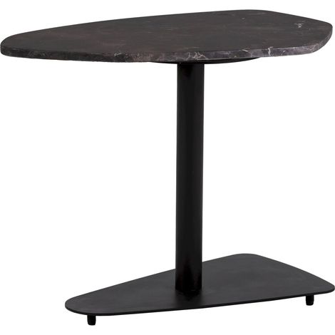 Table d'appoint élégante en marbre noir - Noir profond marbré élégant (1/3)