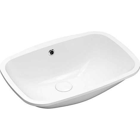 Sapho - Lavabo bajo encimera Nuvo, 55 x 38 cm, sin rebosadero, sin orificio para grifo, blanco 50354 (1/3)
