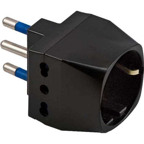 Adattatore triplo schuko 16a+t, nero