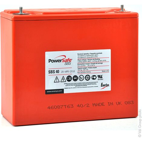 Enersys - Batterie plomb pur Powersafe SBS40 12V 38Ah M6-V (1/2)