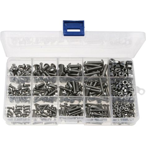 VURAHOME -Lot de 440 écrous et boulons en acier inoxydable Assortiment M 3 M 4 M 5 Kit Portable (Noir) (1/4)