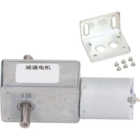Moteur à engrenage à vis sans fin 12 mm, double arbre autobloquant, réduction de vitesse de torsion élevée réversible 12 V 375 tr/min (1/5)