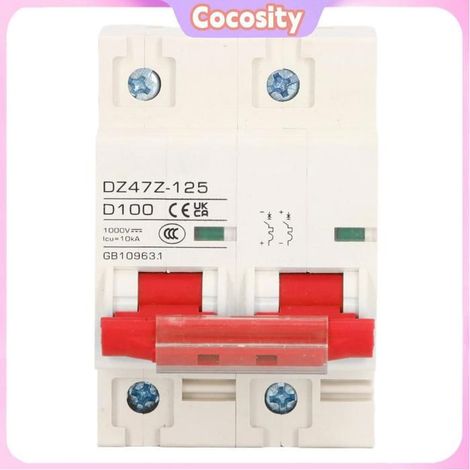 Cocosity Disjoncteur CC (Bleu)Disjoncteur 2P DZ47Z 125 DC Disjoncteur 100A Interrupteur De Déconnexion outillage disjoncteur Rouge (1/5)