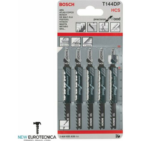 Bosch Accessories 2608633A35 Lama per seghetto alternativo T 144 DP - Precision for Wood 5 pz.