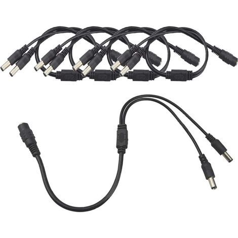 5pc Premium DC Splitter Cable 1 Femelle à 2 Male CCTV Splitter Cable 5.5x2.1mm DC Splitter Cable (1/5)