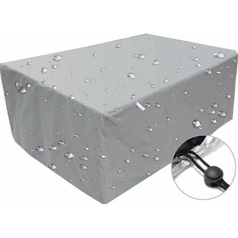 Housse Pour Mobilier De Jardin - 210D Oxford Imperméable Coupe-Vent UV Résistant - 220 x 220 x 85 cm - Argent (1/5)