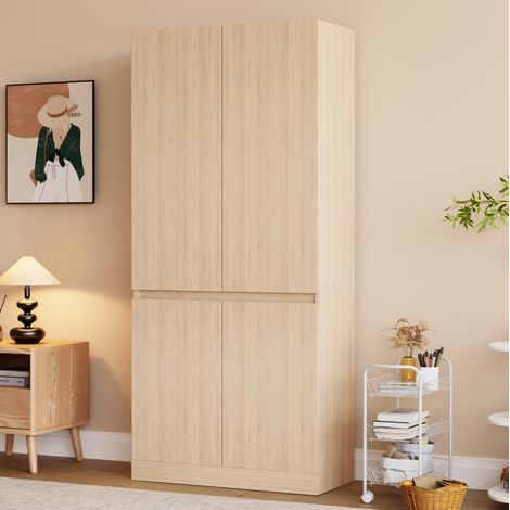 Armoire 2 portes avec espace de rangement, 70x40x170 cm, bois naturel (1/5)