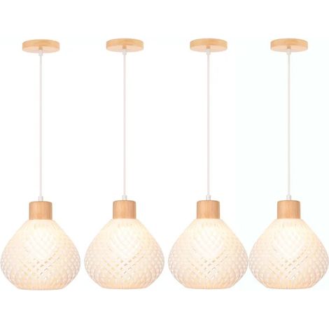 4x Moderne Suspension Luminaire,Lustre Plafonnier en Plastique Abat-jour Design Gourde Lampe Style Nordique pour Salon Café (1/5)