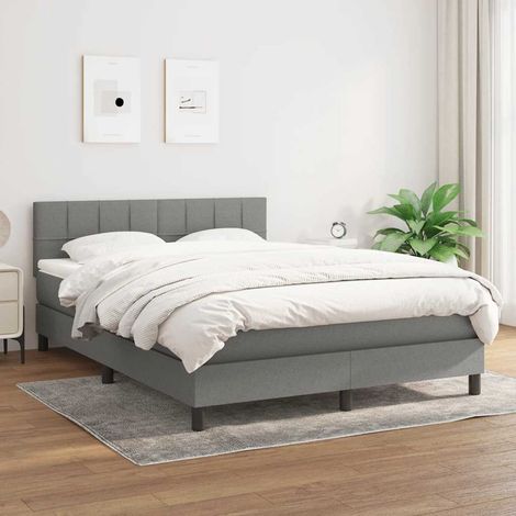 Boxspringbett mit Matratze Dunkelgrau 140x190 cm Stoff (1/5)