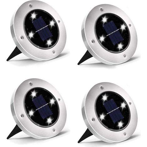 Lampes solaires d'extérieur, éclairage continu, étanches, pour jardin, terrasse, allée d'escalier, lumière blanche, 4 LED-AquaForge (1/5)