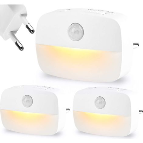 3x LED-Nachtlicht mit Bewegungsmelder für EU-Steckdose, 3 Lichtfarben, Alogy Nachtlicht Weiß (1/5)