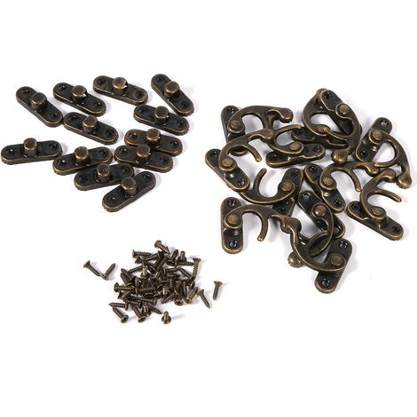 12X Fermoir à loquet décoratif antique pour boîte à bijoux ou à vin en bois avec vis