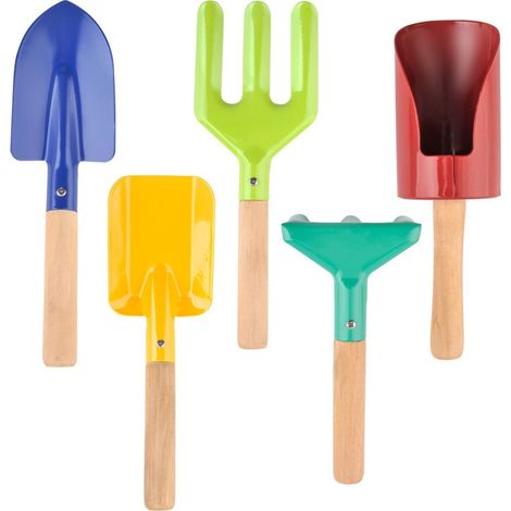 Mini-kit de jardinage pour enfants, 5 pièces, kit de plantation à main, jouets pour creuser le sable (1/4)