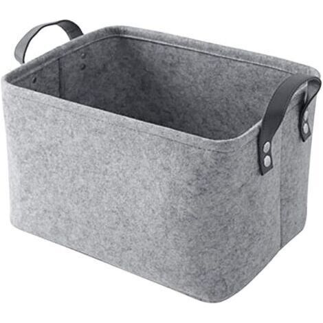FENOPLASTICA Filz-Aufbewahrungskorb, Wäschekorb, faltbare Aufbewahrungsbox, Aufbewahrungskorb mit Griff, geeignet für Kleidung, Kleiderschrank, Büro, Kinderzimmer, grau (1/5)