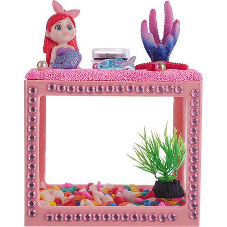 Mini aquarium transparent en plastique à faire soi-même, avec des poissons et une sirène. (1/5)