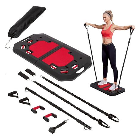 Stazione di allenamento, sistema integrato portatile per esercizi di crossfit, flessioni, fasce elastiche.
