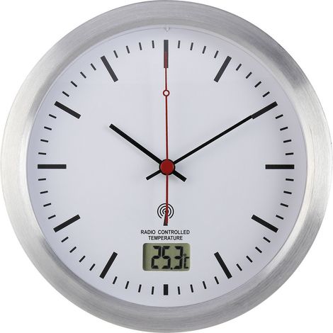 Renkforce E1003R Funk Wanduhr 17 cm x 60 mm Silber Badezimmer-/Feuchtraum geeignet