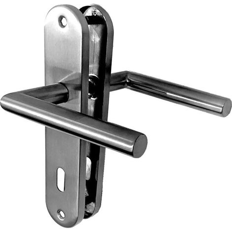 Manilla de puerta con placa «Distancia entre ejes de 165 mm» Acero inoxidable 304 Mini «TINA» Trou petite clé