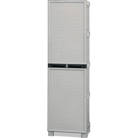 Dmora Armadio portascope da esterno o interno, Mobile a 1 anta e 3 ripiani in polipropilene, 100% Made in Italy, cm 50x39h172, colore Grigio chiaro, con imballo rinforzato (1/5)