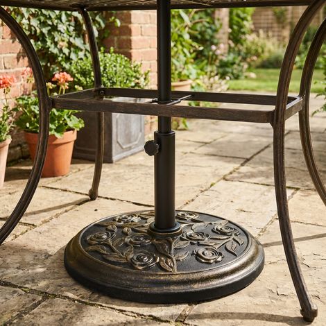 Base pour parasol 9kg en résine avec finitions bronze Ø45,5 x 31,5cm Noir (1/5)