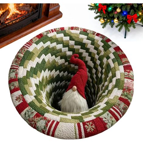 Tapis de Noël 3D – Décoration de vacances Tapis de sol illusion 3D de Noël Pour extérieur, entrée, cour, sol, terrasse, maison, extérieur, chambre à coucher, salon, cuisine, porche (1/5)