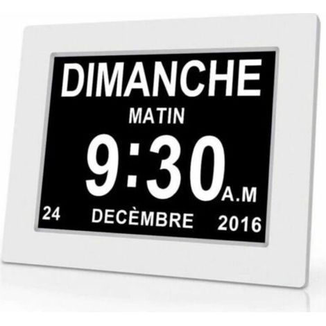Horloge calendrier numérique One Piece 7 pouces avec date et heure, horloge Alzheimer pour parents, rappel de médicaments pour grands-parents et enfants - Blanc - 20.414.32.4cm (1/4)