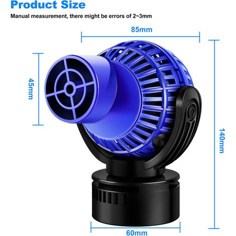 Pompe de Brassage pour Aquarium Wavemaker Magnétique avec Débit Réglable et Rotation à 360 Degrés Silencieuse pour Bassin et Poisson