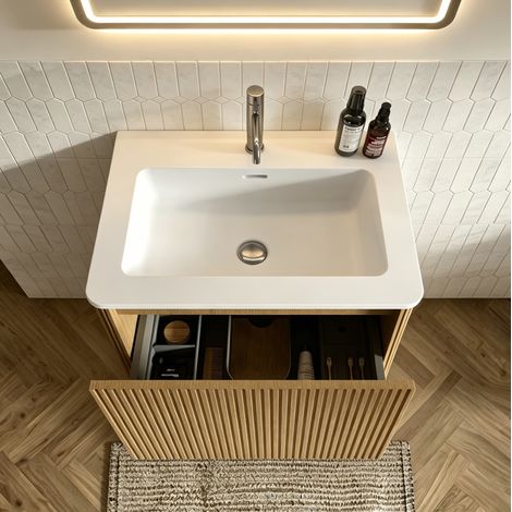 Meuble salle bain 60 cm avec vasque, chêne HAVRYA (1/4)