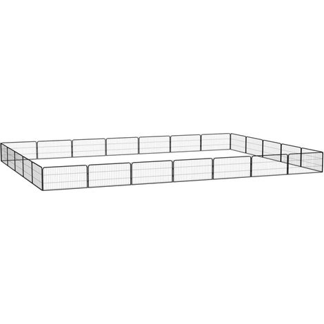 24-tlg. Hundelaufstall Schwarz 100x50cm Stahl Pulverbeschichtet