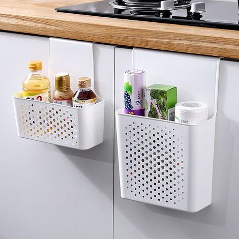 Lot de 2 paniers suspendus - Boîte de rangement robuste en plastique - Organisateur de cuisine - Panier suspendu (1/5)