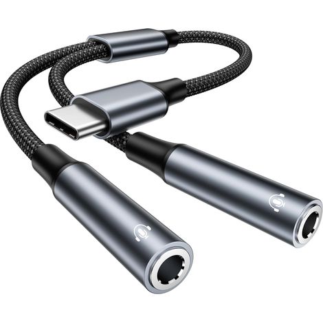 Adaptateur USB C Jack 3,5 mm, Adaptateur Double Jack USB C Splitter (1/5)