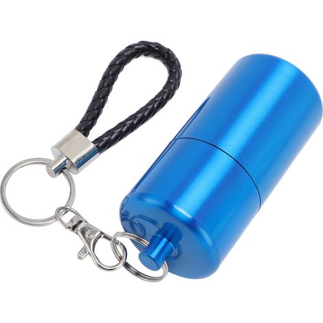 Tube de rangement en métal avec couvercle et porte-clés, étanche à l'air et à l'eau, en aluminium, idéal pour le camping et les excursions en plein air (bleu). (1/5)