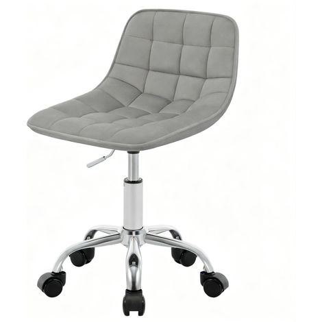 Silla de oficina giratoria de terciopelo gris claro con altura ajustable y ruedas MODENUIT (1/5)