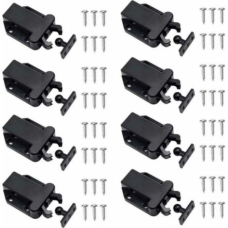8 Pièces Loquets à Libération Tactile Loqueteau Pousse Lache Loquets de Porte Non Magnétiques pour Placard Meubles Porte Armoire Loquet Tactile, Noir (1/4)