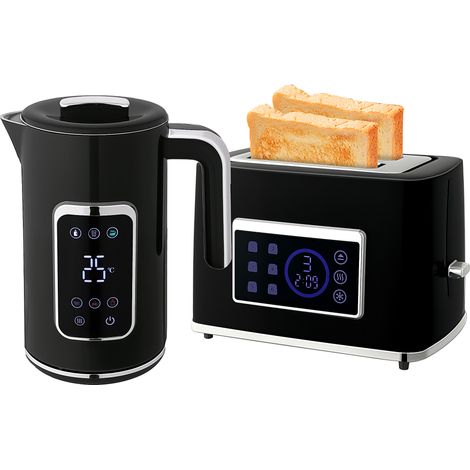 Wasserkocher und Toaster-Set mit LED-Touchscreen, 1,7 L, 2 Toasterschlitze, verschiedene Modi und Funktionen, Schwarz (1/5)