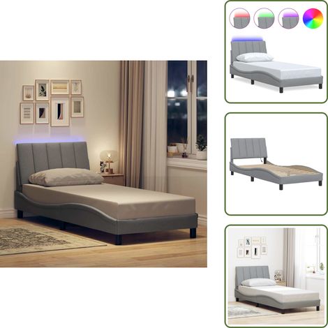 Letto con cuscino testiera - vidaXL Giroletto senza Materasso Hanko Grigio Chiaro 90x190 cm Tessuto - Letto con doghe in compensato