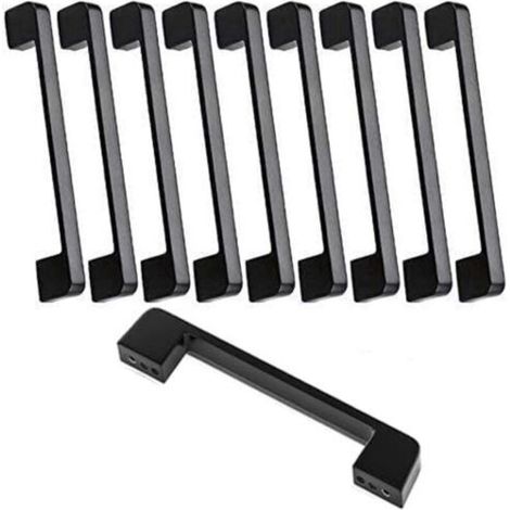 10 pcs Black Kitchen Cabinet Handle, Furniture Handle 160mm Hole Center, Modern Square Cabinet Door Handle for Drawers, Cabinets, Cupboards, Offices (1/4)