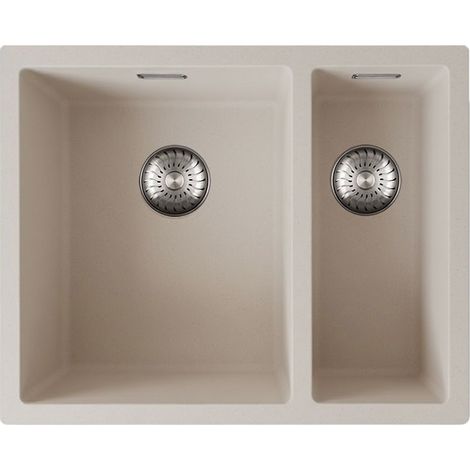 CARESSI Einbaubecken CAQPP3415R10BI-EB Hauptbecken Links Granit Color Line Bisque (1/2)