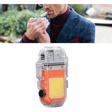 Briquet Arc Électrique IP56 Imperméable Anti-Vent avec LED Portable Double Arc Orange (1/5)
