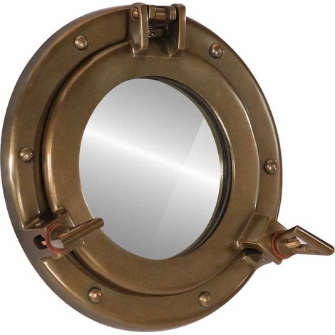 Espejo de ojo de buey de pared aluminio y vidrio Ø23 cm