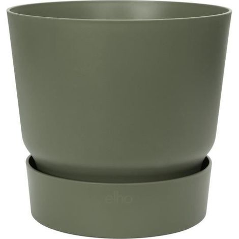 ELHO Pot de fleurs rond Greenville 25 - Exterieur - O 24,48 x H 23,31 cm - Vert feuille