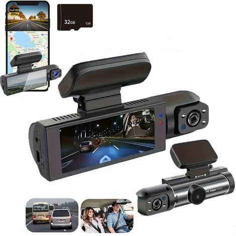 Dashcam 4K a doppia lente con telecamere grandangolari anteriore e posteriore, supporta il monitoraggio del parcheggio 24 ore su 24, schermo da 3,16 pollici (32 GB). (1/5)