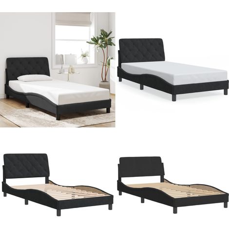 Bettgestell ohne Matratze Schwarz 100x200 cm Samt - Samtsofa - Doppelbett - Boxspringbetten - Schlafzimmer Dekoration - Modernes Bett - Home & Living (1/5)