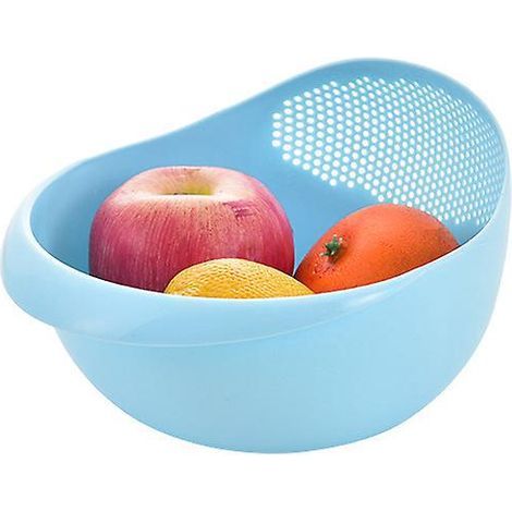 Homemade Rice Strainer (Blue) - Strainer, Lightweight for Cleaning Beans, Fruits and Vegetables, Multifunctional Rice Washing Basket, Rice Washing Sieve (1/4)