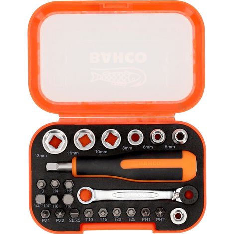 BahcoSteckschlüsselsatzBit Set1/4 Zoll mini Bit Ratsche & Steckgriff 24 tlg. (1/5)