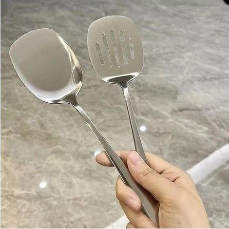 Spatules de cuisine en acier inoxydable - Lot de 2 pièces - Acier inoxydable alimentaire (1/4)