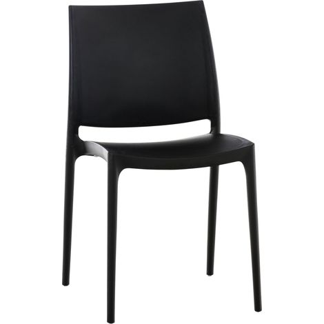 Chaise de jardin empilable en polypropylène Couleur : Noir (1/5)